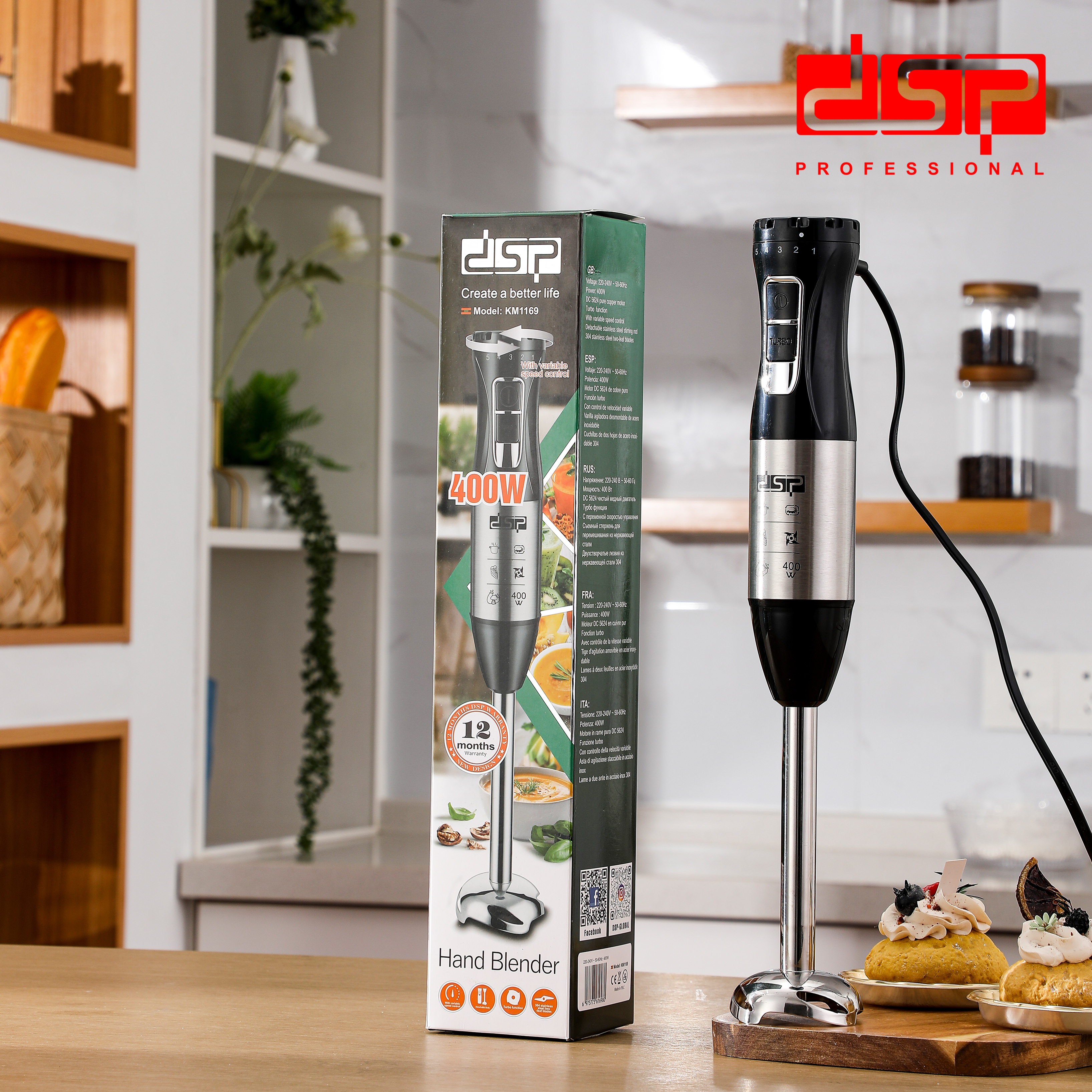 DSP KM1169 Professional Əl Blenderi – 400W Mis Motor Paslanmaz Polad Blender